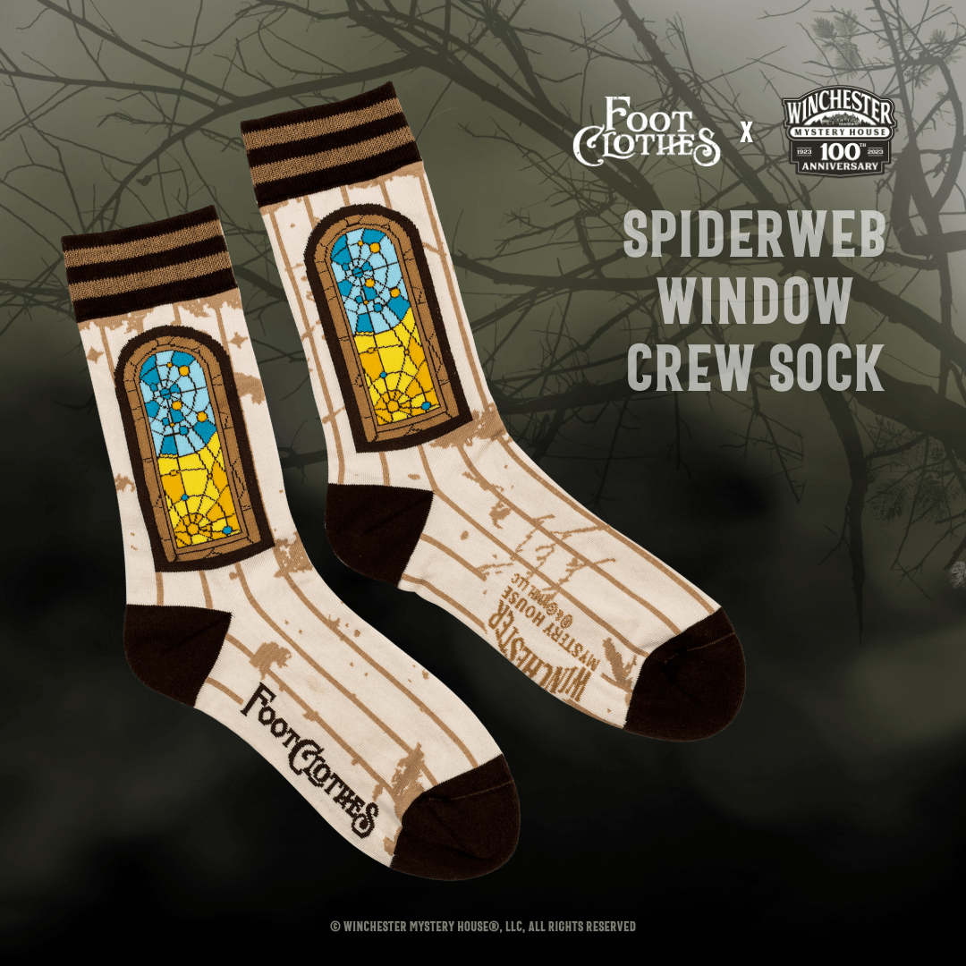 Winchester Mystery House® Spiderweb Window Crew Socks - FootClothes