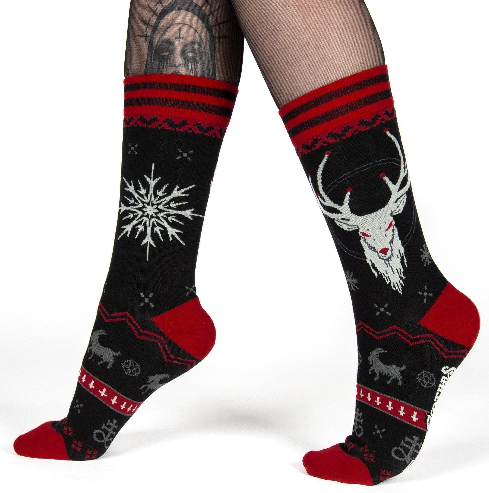 Beelzebuck Ugly Xmas Sweater Crew Socks | FootClothes | Socks | 1202