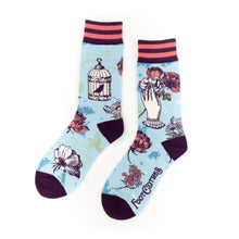 Load image into Gallery viewer, Floral Nightingale Crew Socks - FootClothes
