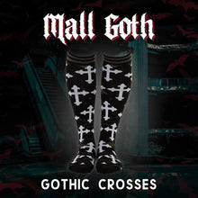 Load image into Gallery viewer, Gothic Crosses Knee High Socks - FootClothes
