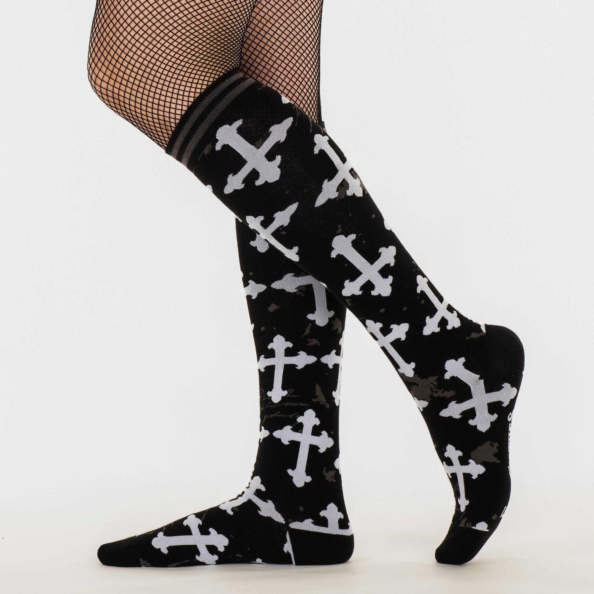 Gothic Crosses Knee High Socks | FootClothes | Socks | 1602