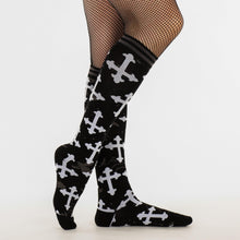 Load image into Gallery viewer, Gothic Crosses Knee High Socks - FootClothes

