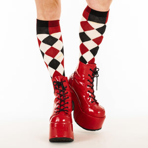 Haunting Harlequin Knee High Socks - FootClothes