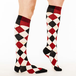 Haunting Harlequin Knee High Socks - FootClothes