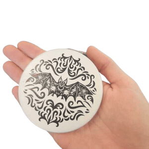 LIMITED Bat Damask Vegan Leather Dual Sided Compact Mirror - FootClothes