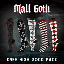 Load image into Gallery viewer, Mall Goth Knee High Sock Pack | 5 Designs - FootClothes
