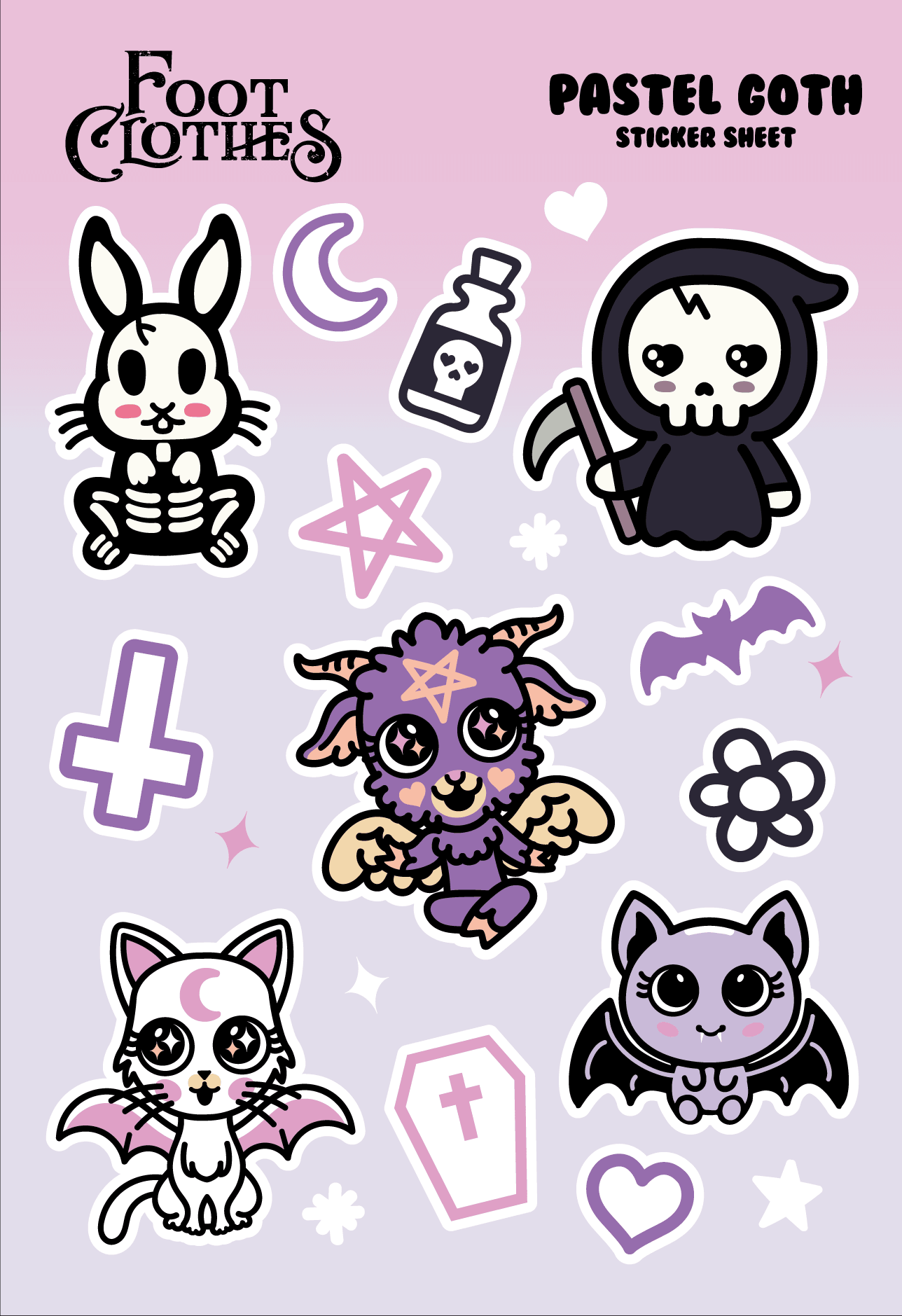 Pastel Goth Puffy Stickers | FootClothes | Decorative Stickers | 23PUFFYSTICKERS