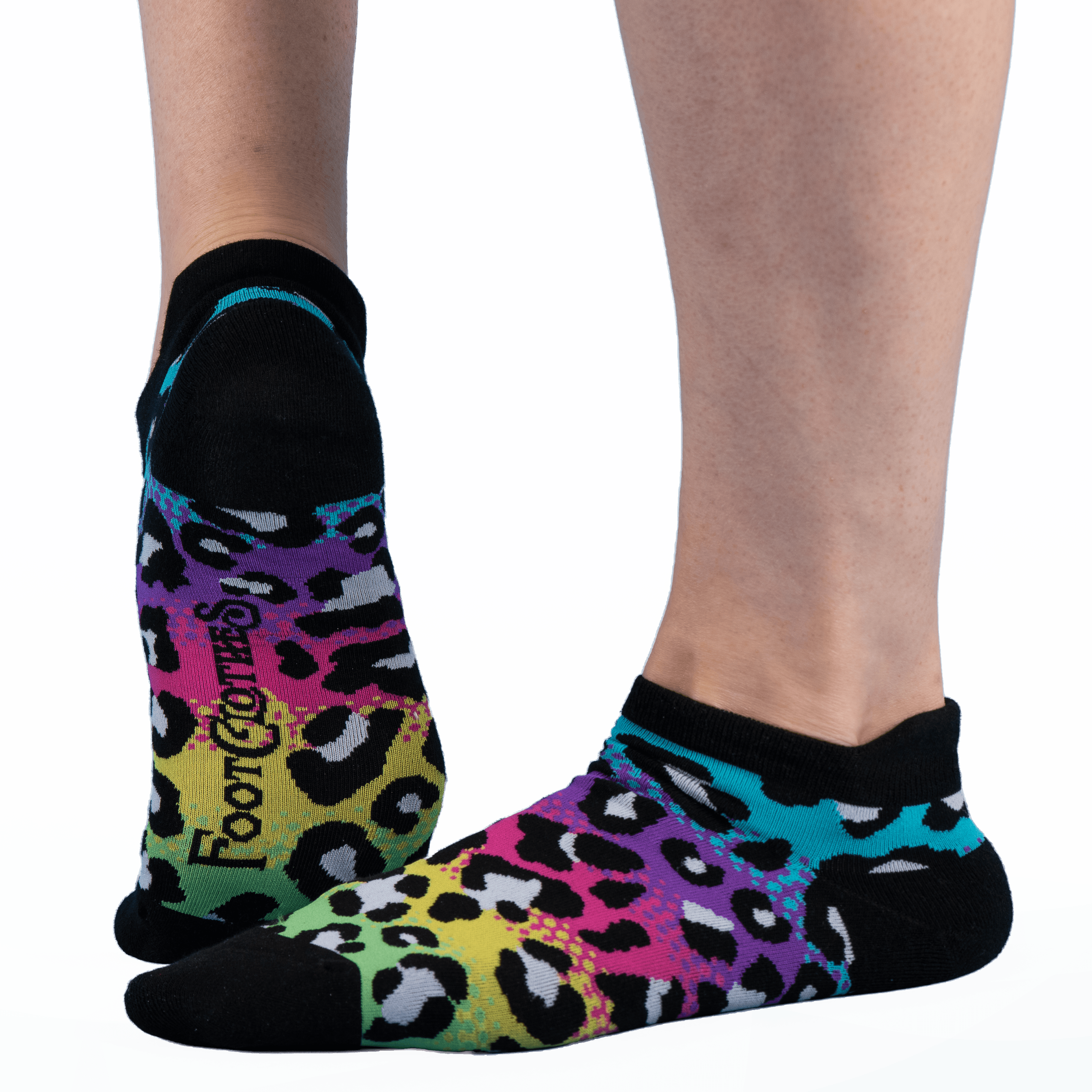 Rainbow Leopard Print Ankle Socks - FootClothes