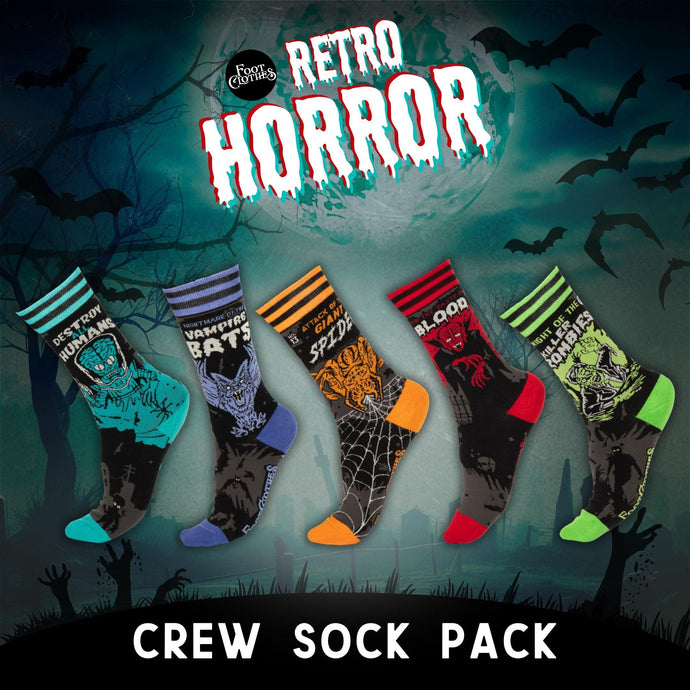 Retro Horror Crew Sock Pack | 5 Designs - FootClothes