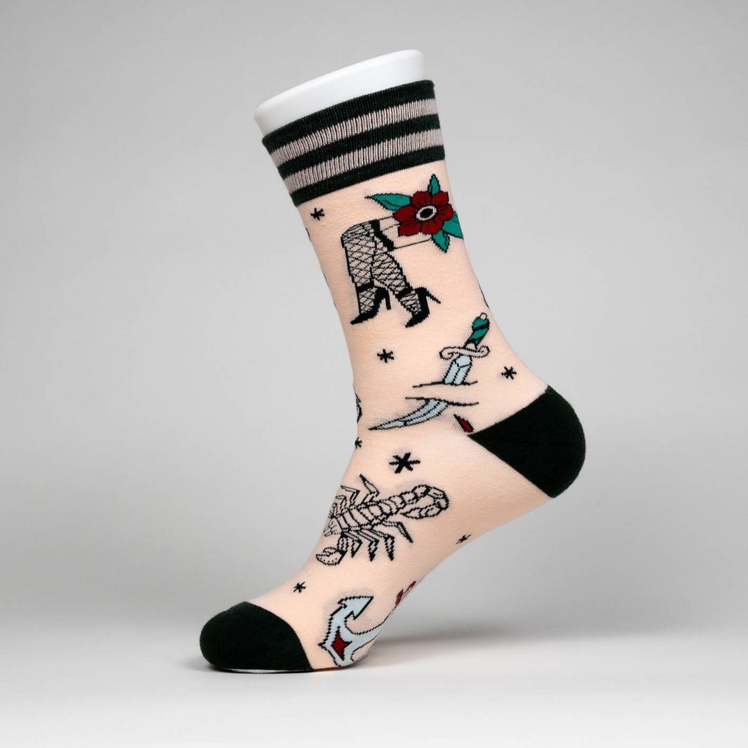 Tattooed Lady Crew Socks | FootClothes | Socks | 0102