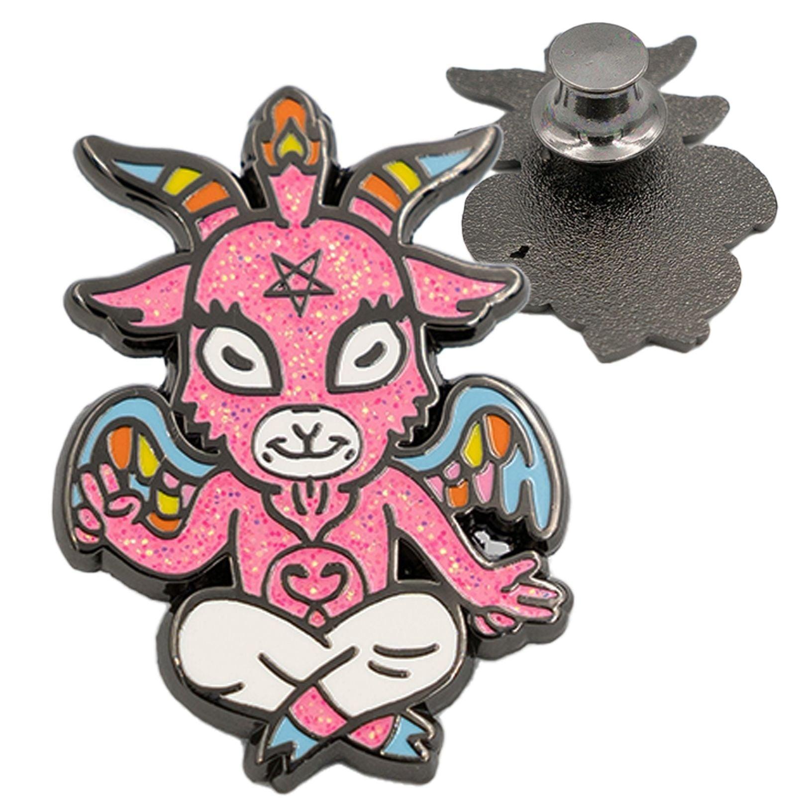 Cute Baphomet Goat Hard Enamel Pin with Glitter - FootClothes