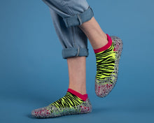 Load image into Gallery viewer, PREORDER 80s Neon Tiger Stripe Ankle Socks - FootClothes
