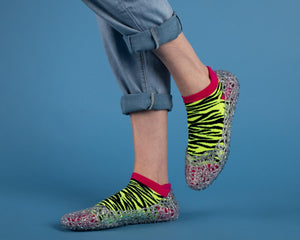 PREORDER 80s Neon Tiger Stripe Ankle Socks - FootClothes