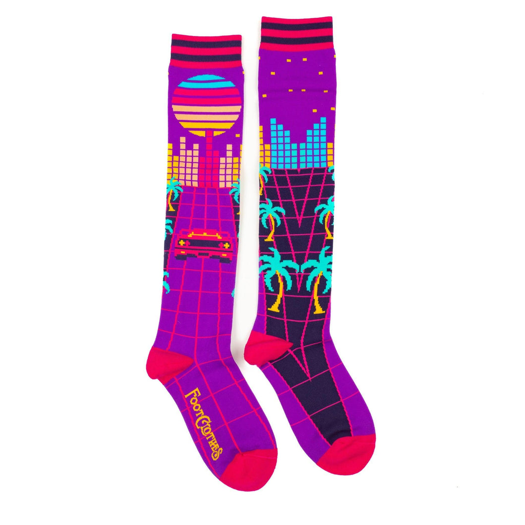 PREORDER Miami Synthwave Knee High Socks - FootClothes