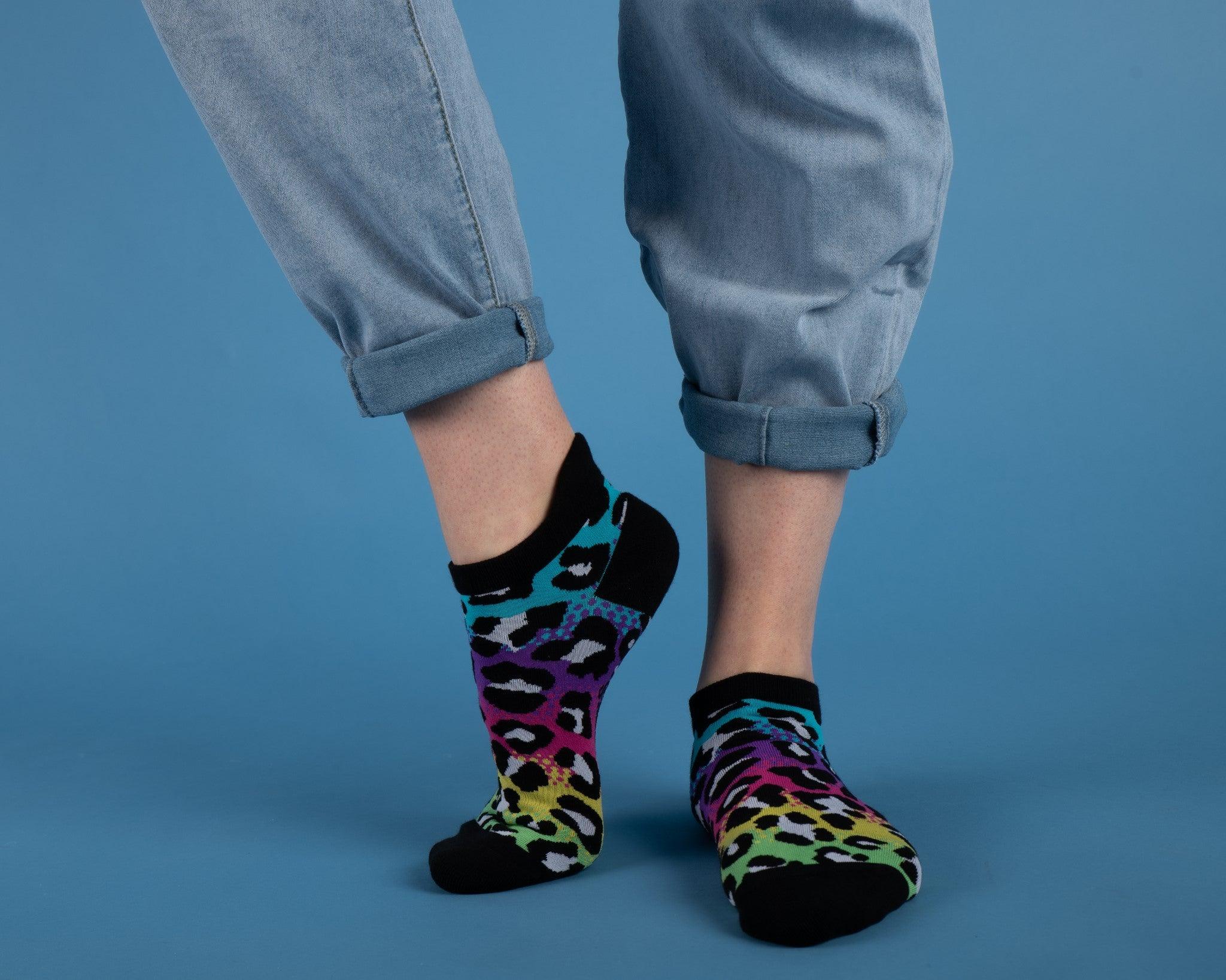 Rainbow Leopard Print Ankle Socks | FootClothes | Socks | 1307